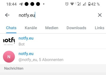 Search for the notfy.eu-bot